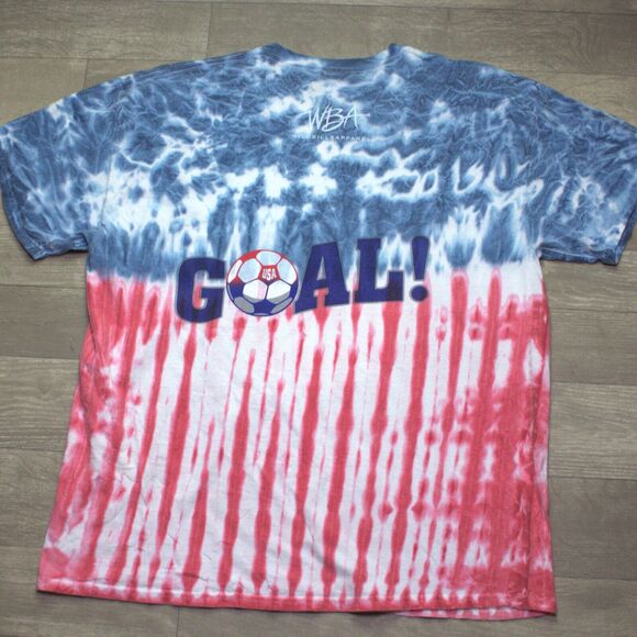 Vintage USA Soccer Football Tie-Dye T-Shirt White Red Blue Size XL - Picture 4 of 5